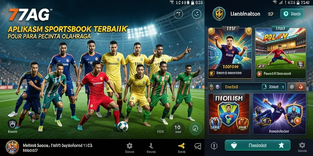 Screenshot utama 77AG menampilkan antarmuka taruhan olahraga yang dinamis.