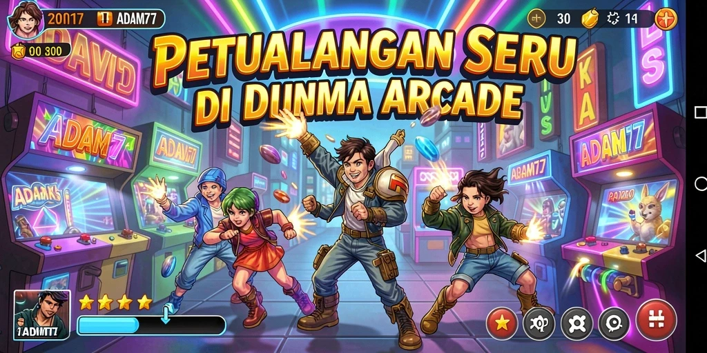 Tampilan gameplay seru dari ADAM77 dalam dunia Arcade.