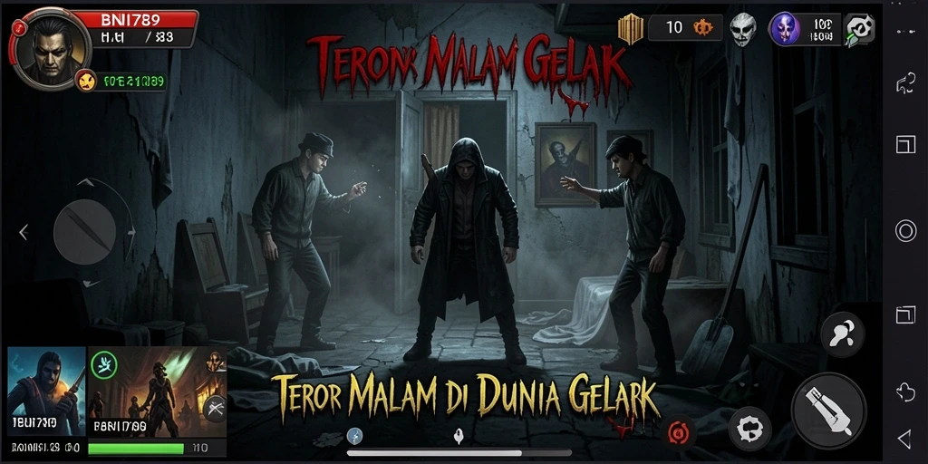 Screenshot gameplay BNI789 yang menampilkan suasana horror mencekam dan menegangkan.