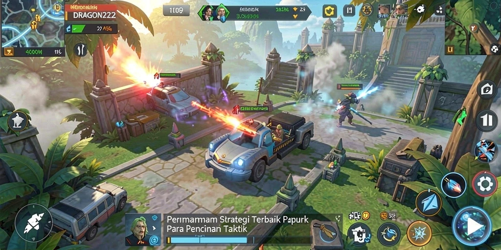 Tampilan mendebarkan dari gameplay strategi DRAGON222.