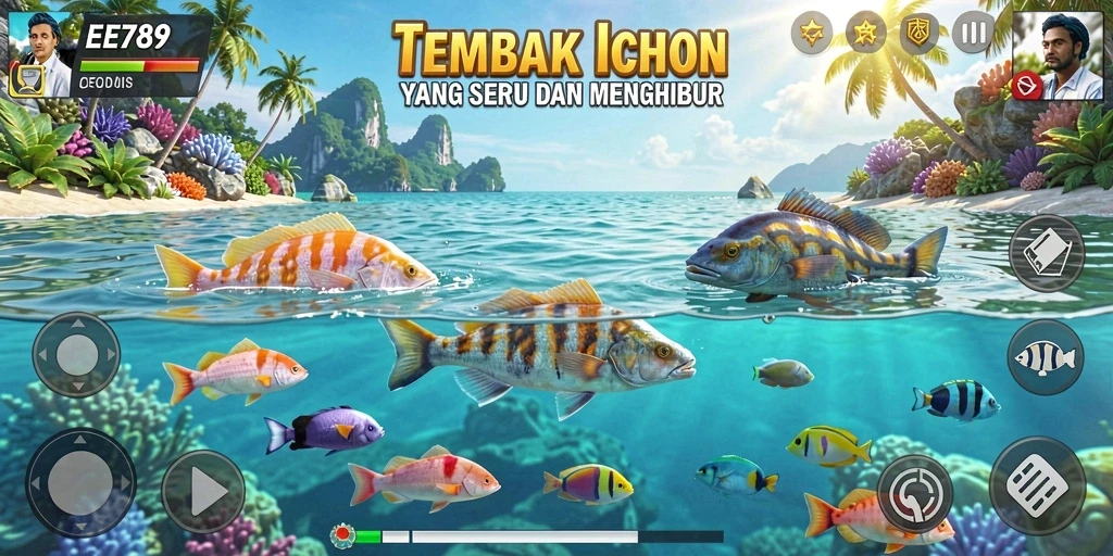 Tampak layar gameplay menarik dari permainan Tembak Ikan EE789.