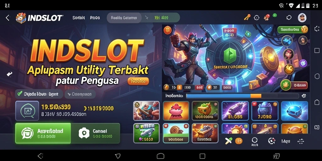 Tampilan utama INDSLOT dengan fitur-fitur Utility yang lengkap.