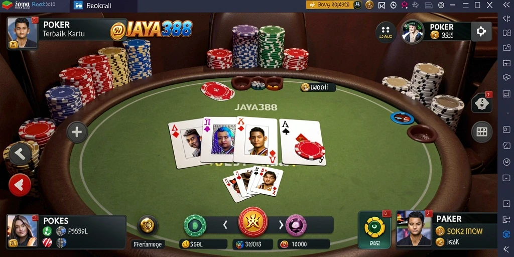 Tampilan gameplay menarik dalam aplikasi Poker JAYA388.