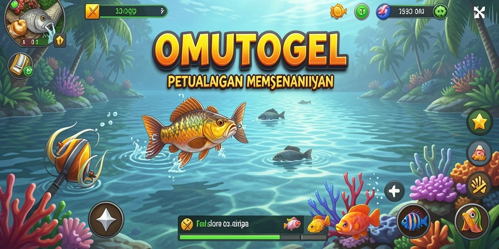 Screenshot gameplay <strong>OMUTOGEL</strong> menampilkan aksi memancing yang mendebarkan.