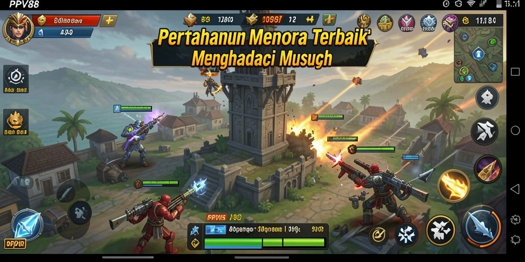 Tampilan gameplay seru dari PPV88 dalam pertahanan menara.