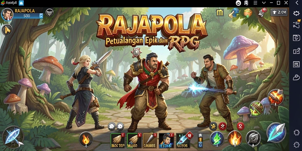 Screenshot gameplay dari RAJAPOLA yang menunjukkan pertarungan epik.