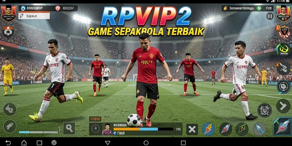 Tampilan gameplay RPVIP2 yang mendebarkan saat pertandingan sepak bola.
