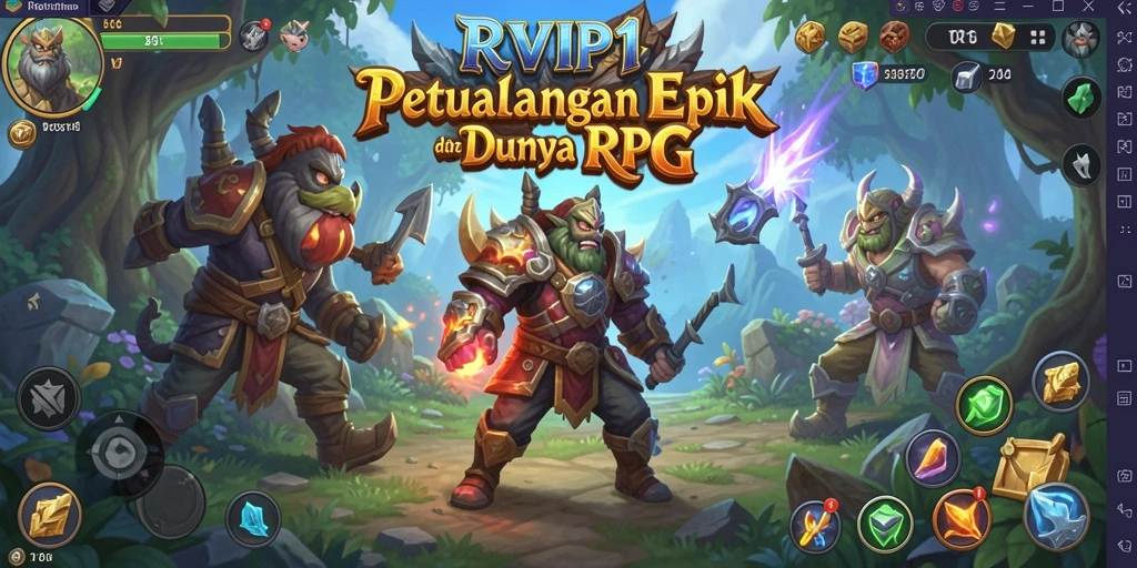 Tampilan gameplay spektakuler dalam RPG RVIP1, menunjukkan pertarungan dan eksplorasi.