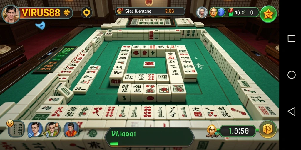 Tampilan menarik dari gameplay VIRUS88 saat bermain Mahjong.