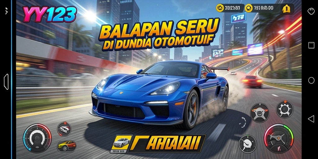 Screenshot gameplay YY123 menunjukkan adrenalin tinggi saat balapan.